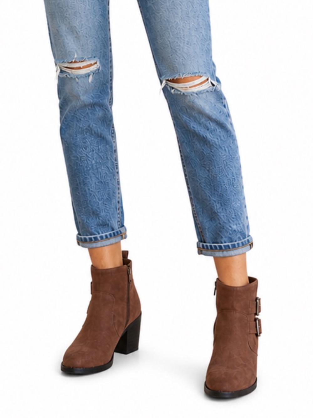 Hokus Pokus Saint 5 Ankle Boots Sz 8.5 Deep Earth Brown Buckle Booties NIB
